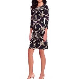 J. McLaughlin Sophia London Catalyst Jewels Sheath Dress Black Gold Small
